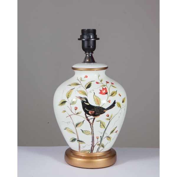 Smuk bordlampe med håndmalet motiv i kvalitets porcelæn
