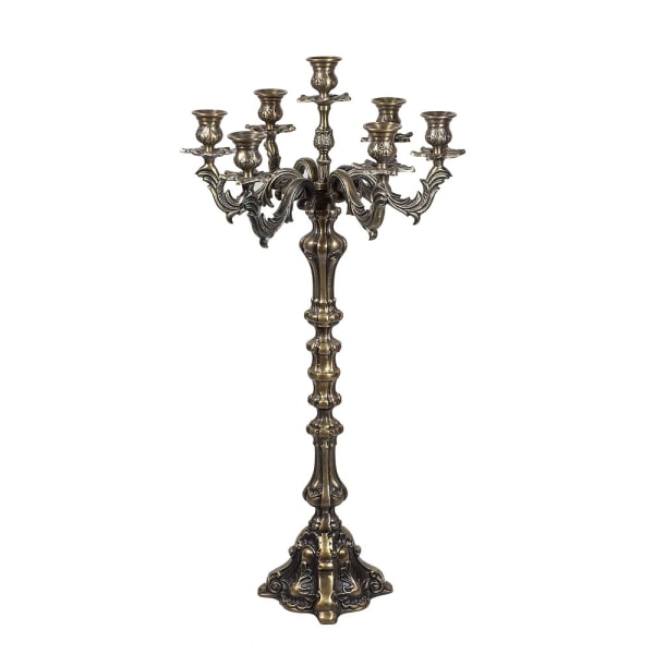 Kaunis kynttilänjalka, 7-haarainen, messinkivärinen alumiini, 86 cm