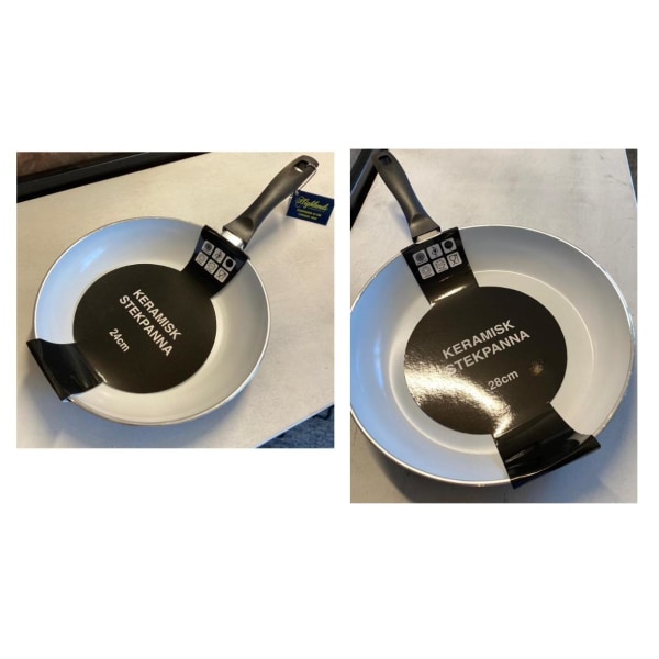 Stylish ceramic frying pans in black and white design 24 & 28 cm