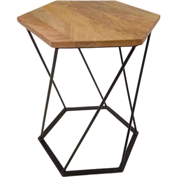 Handtillverkat bord i hexagonform i massivt trä