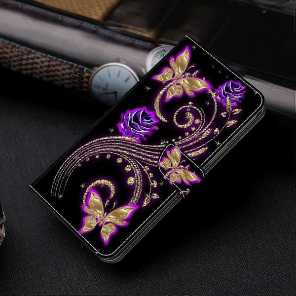 Mobilskal för Galaxy A52 4G (lila blommor/fjäril)