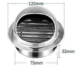 Rund Ventilationsrist Hætte, 304 Rustfrit Stål Rund Prop Med 120mm