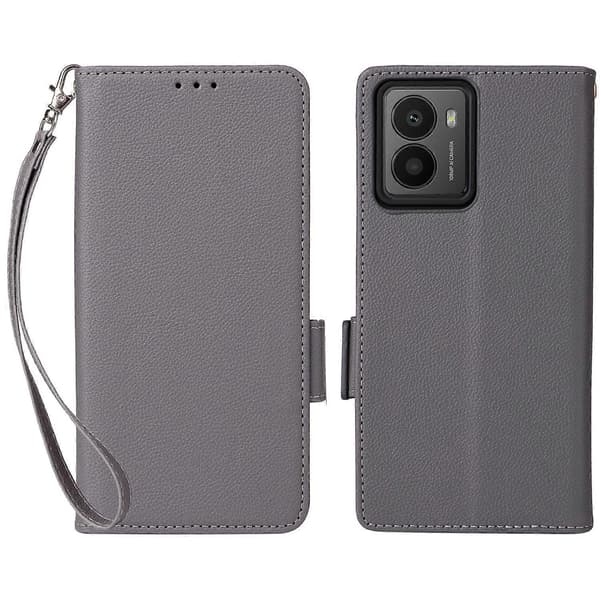 För HMD Fusion 5G Mobilskal Litchi Grain PU Läder Plånbok Flip Telefonskydd - Grå (Grå)