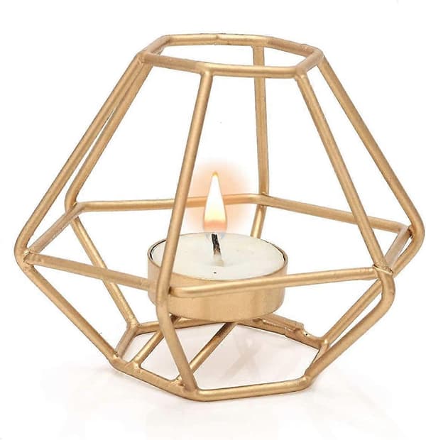 Telysholder Telysestake Geometrisk Lysestake Geometrisk Telysholder (Liten, Gullfarget)