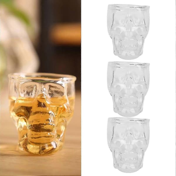 3 KPL 75ML Pääkallolasikupit Halloween-juhlien juomamukit
