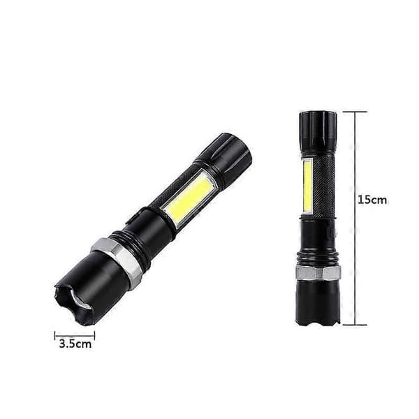 Ladattava LED-taskulamppu 350 lm, musta, 157x33x33mm