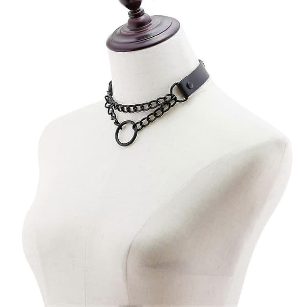 Hjerte Læder Choker Punk PU Halskæde Goth Choker Blød Krave Kæde til Kvinder Piger Gaver