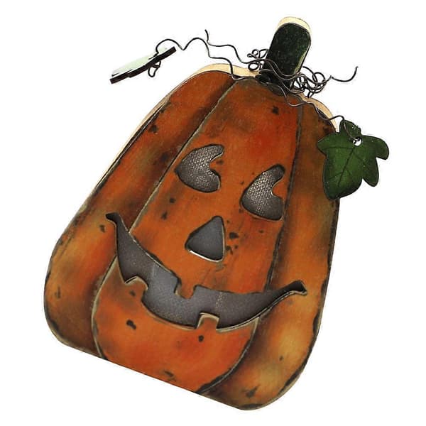 Lett Ornament Treformet Gresskar Halloween Fest Innendørs Layout Oransje Tremateriale Dekorativ Belysning 1-pakning