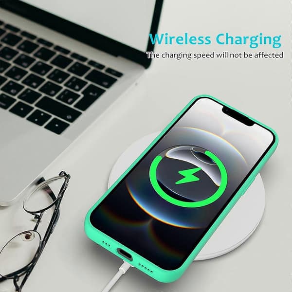 För iPhone 16e mobiltelefonfodral anti-dropp flytande silikon mjukt foder baksida - Grön (Grön)