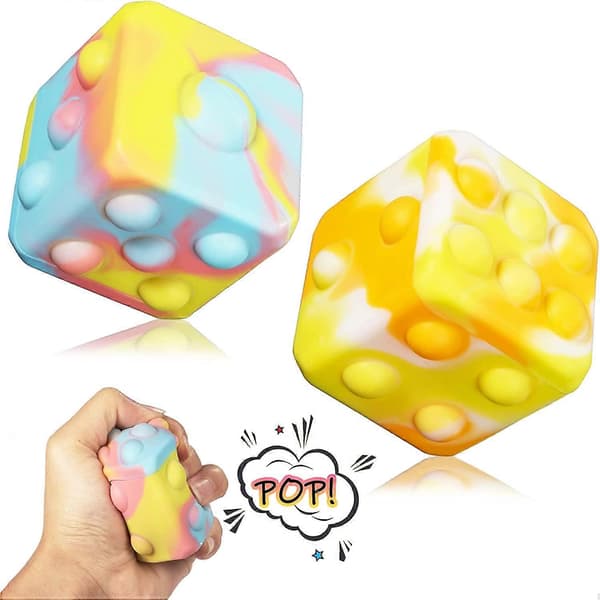 Stressbolde Pop Fidget Legetøj, 2 stk. Terning Pop Fidget Bolde Skub Bobler Sensoriske Bolde til Børn Voksne Dekompression Pop Bold Angst Stresslindring Sjovt Legetøj