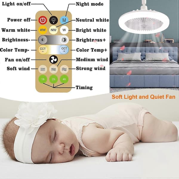 Fjärrkontroll takfläkt med LED-ljusfunktion och aromaterapifunktion