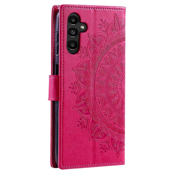 För Samsung Galaxy A56 5G Mobilskal Tryckt Totem PU Läder Plånbok Hållare Mobilskal (Rosa, Ros)