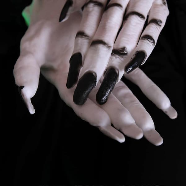 Hvide Ghost Claws Handsker Med Sorte Negle Til Halloween Kostumefest Kvinder Cosplay Ny