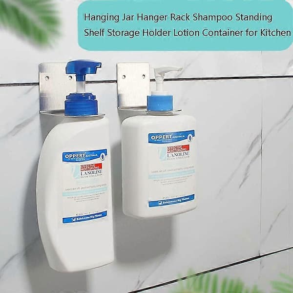 Vægmonteret sæbedispenserholder til sæbeflaske, håndpumpe, vægmontering til ophængning af shampoo-krukker, lotionhylde (1,3\", sølv)