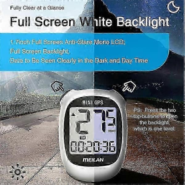 MEILAN M3 Mini GPS Sykkelcomputer IPX5 Vanntett Smart Speedometer med 1,7 Tommers Skjerm (Hvit)