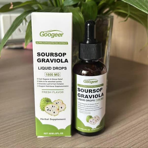 Soursop Graviola flydende dråber, som er gavnlige for immunsystemet, er rige på antioxidanter og