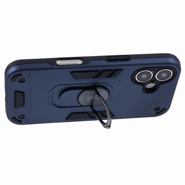 Lämplig för iPhone 16 Plus mobiltelefonfodral PC+TPU anti-fall mobiltelefon skyddsfodral med ringfäste - blå (blå)