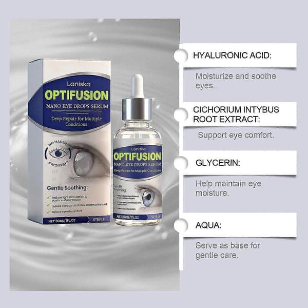 1-5x Optifusion ögondroppar, Herbionyx Nano ögondroppsserum, med lutein, vitamin C & E (5 st)