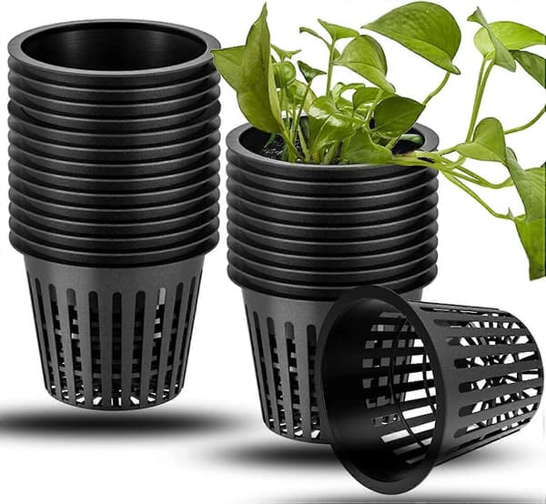 20 st Planteringskorgar, Svarta Hydroponiska Planteringsnätkrukor i Plast Trädgårdsväxtodlingskopp för Hydroponisk Trädgårdsplantering