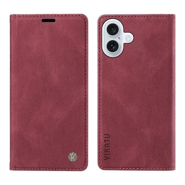 Läderfodral till iPhone 17 YIKATU YK-004 Plånboksfodral med Skinnkänsla