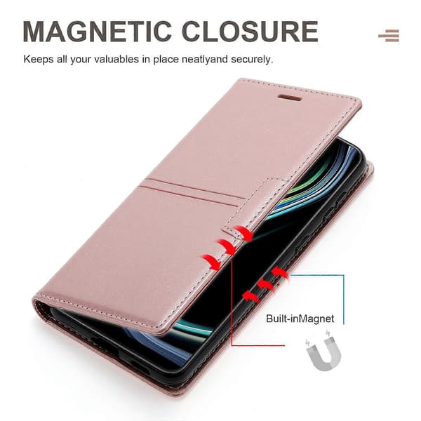 Plånboksfodral för Samsung Galaxy S24 FE Magnetisk Stängning Läder Telefonskydd - Roséguld (Roséguld)