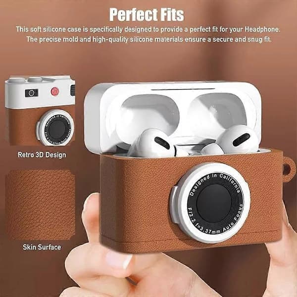 för AirPods 4:e generationens fodral, retro 3D-kamera skyddande silikonskal (vit)
