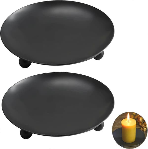 Lysestake søylelys, lysestake svart sett med 2, telysholder metall for bryllup røkelseskjegle 9cm