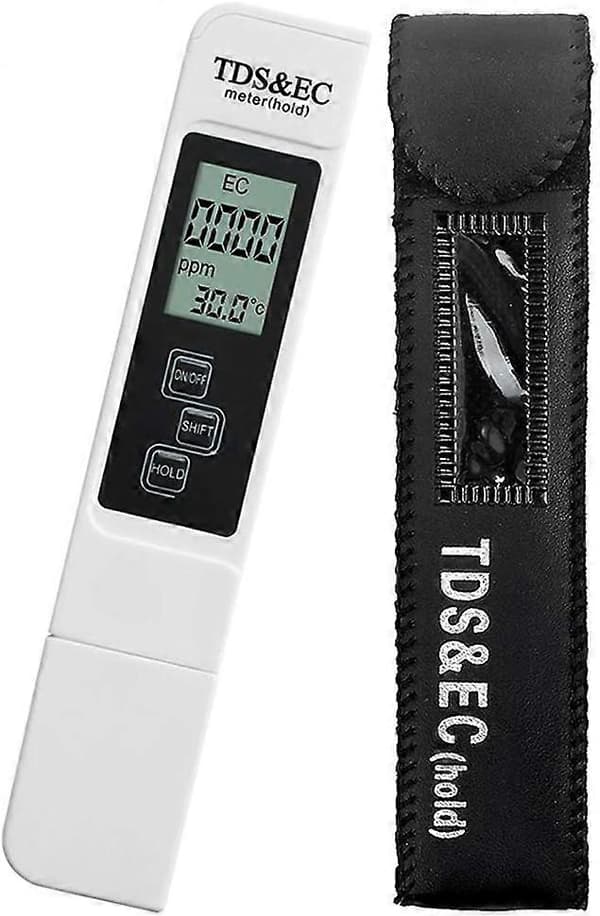 3 i 1 Digital Multifunktionel Tester TDS EC og Temperaturmåling med Stort LCD Display Digital Drikkevandskvalitetsmonitor, Hvid, 15.5*3.