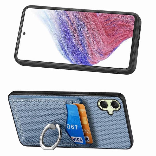 För Samsung Galaxy A06 mobiltelefonfodral kortplats ringhållare ställ mobilskal - blå (blå)