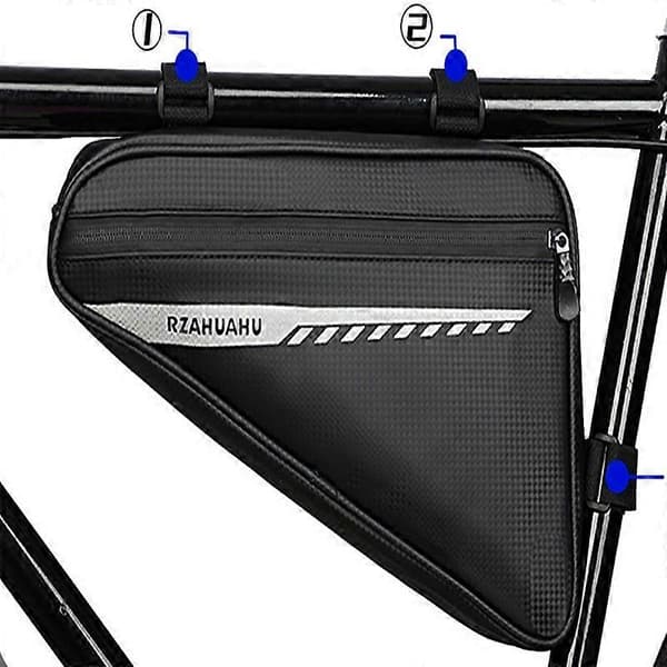 RZAHUAHU 2L Cykel Frontramme Reflekterende Trekant Taske Cykel Cykling Vandtæt PU Opbevaringstaske - Sort (Sort)