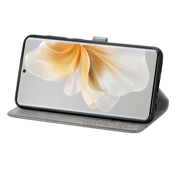 Plånboksfodral för TCL 50 Pro NxtPaper 5G Mandala Blomma Läder Telefonskydd Fodral - Grå (Grå)