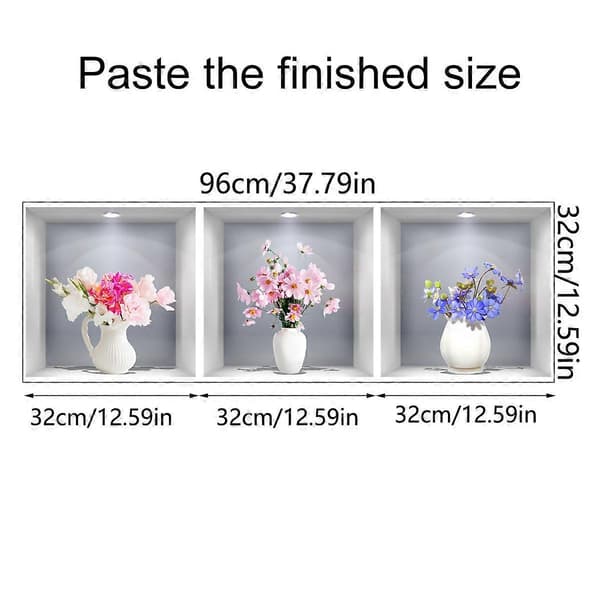 3D-effekt väggdekor blommor i vas väggdekor väggdekoration för sovrum vardagsrum kontor