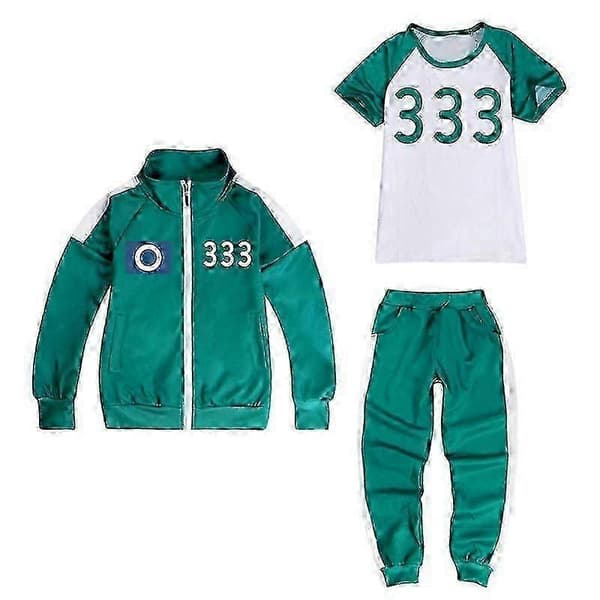 1 set Squid Game Player Cosplay Kostym Träningsoverall Komplett Klädset (130cm, No.333)