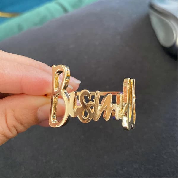 Servettringar - 6-delars Bismillah Bokstav Metall Servettring Set (Guld)