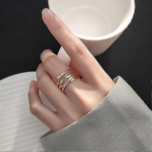 Unisex Solid Crisscross Sammenvevd Crossover Infinity Kraftig Statement Ring i Rustfritt Stål, 19 cm