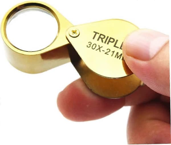 Let 5 LED'er - Binokulær Lup Zoom x 5 - Optisk Glas - 9 cm - Guld
