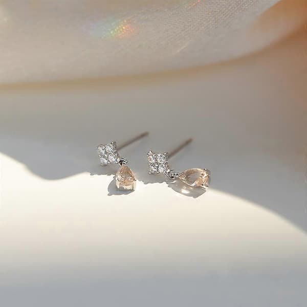 Dam Mode Färgglada Diamant Vattendroppe Örhängen Smycken