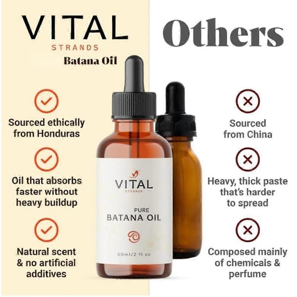 Vital Strands Økologisk Batanaolie til hårvækst til alle hårtyper 60ml (3 stk.)