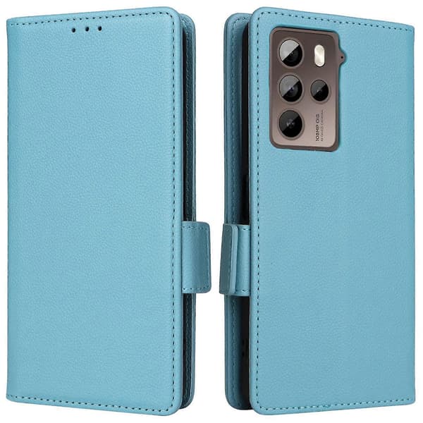 För HTC U23/U23 Pro 5G Litchi Plånboksfodral PU Läder Telefonfodral - Ljusblå (Ljusblå)