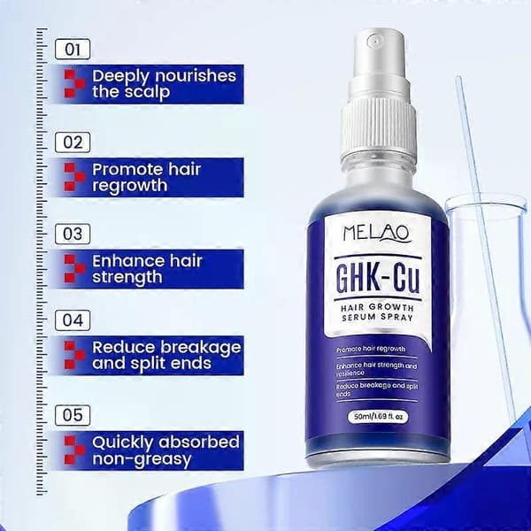 Ghk-Cu kobberpeptid hår- og hodebunnserum, raskt absorberende, vannbasert formel forbedrer hårets mykhet og glans (3 STK)
