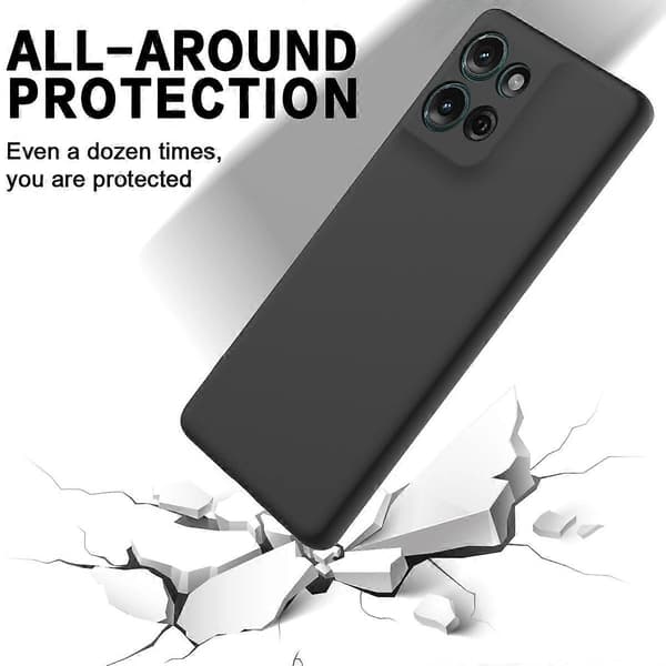 Flydende silikone anti-ridse mobiltelefonetui med håndrem til Motorola Moto G75 5G - sort (sort)
