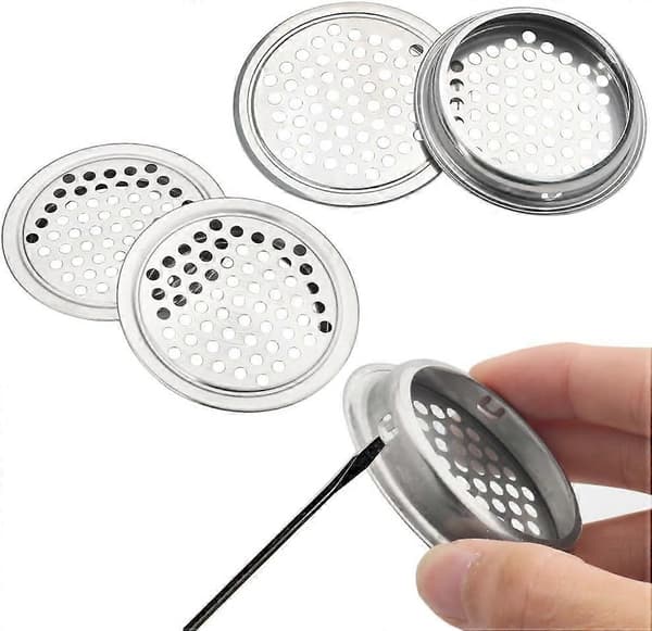 20 stk. Runde ventilationsriste i rustfrit stål, ventilationsdæksel, cirkel til skab, udluftningsrist til køkkenmøbler