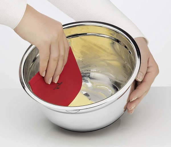 Deigskrapesett i rustfritt stål og plast med skala, tåler oppvaskmaskin