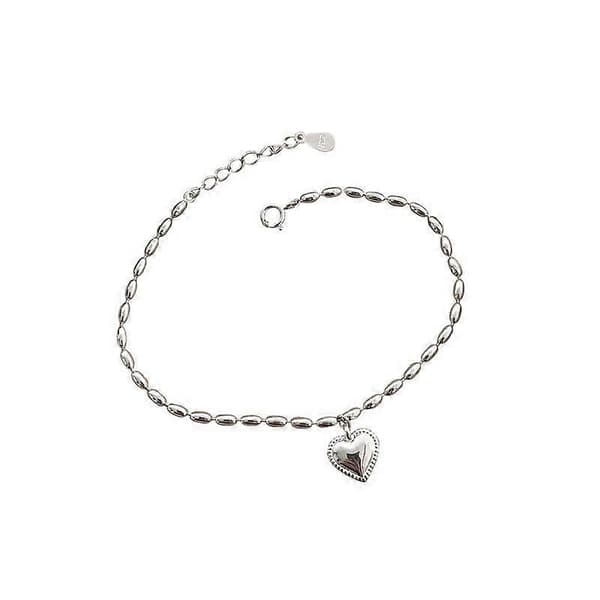 Sølv Hjerte Perle Lænke Charm Armbånd Dame Piger Smykke Gave, 1 stk