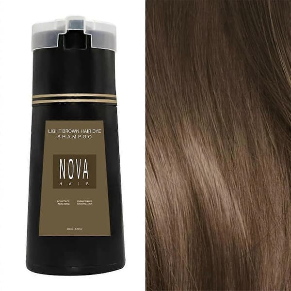 Hårfarveshampoo, Nova Hair Instant Dye Shampoo, Hårfarveshampoo til hår (Lysebrun)