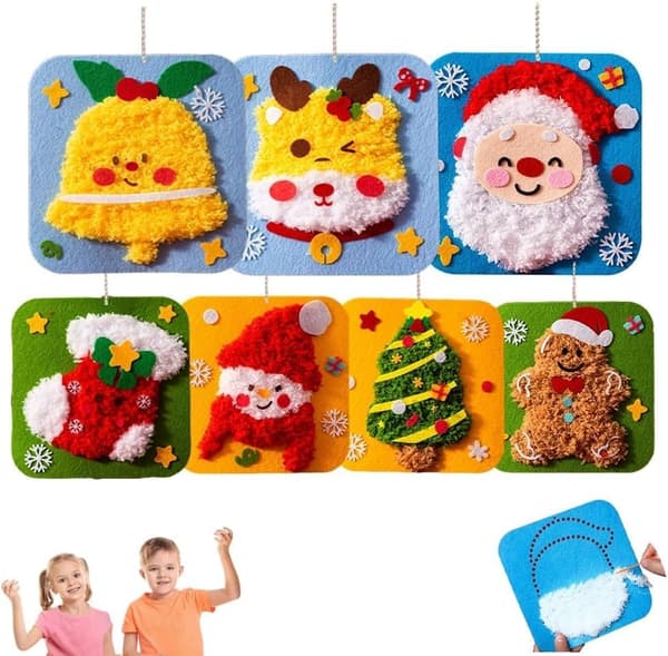 Julgrans pysselset, filtsömnad, DIY kreativt kit, julklapp (4 st) B