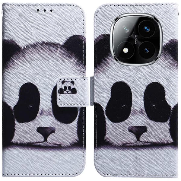 Pung Telefon Cover til Xiaomi Redmi Note 14 Pro 5G/Poco X7 5G med Printet Læder - Panda (Panda)