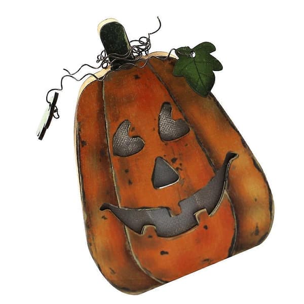 Let Ornament Træ Græskar Form Halloween Fest Indendørs Layout Orange Træ Materiale Dekorativ Belysning 1Pakke