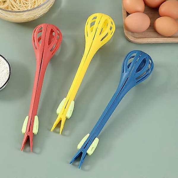 2 i 1 4 STK Multifunksjonell Silikonvisp Matklype og Eggvisp Multifunksjonell Eggvisp Spaghettitang Klyper Visp Matklype for Kjøkkenbaking