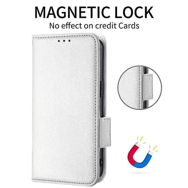 För HTC U23/U23 Pro 5G Litchi Plånboksfodral PU Läder Telefonfodral - Vit (Vit)